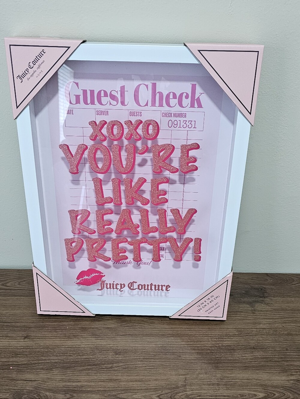 Juicy Couture Pink Glitter 'XOXO You're Like Really Pretty' Party Wall Art